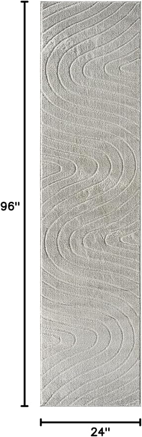 LUXE WEAVERS Modern Geometric Wave Gray 2x8 Area Rug - Image 2