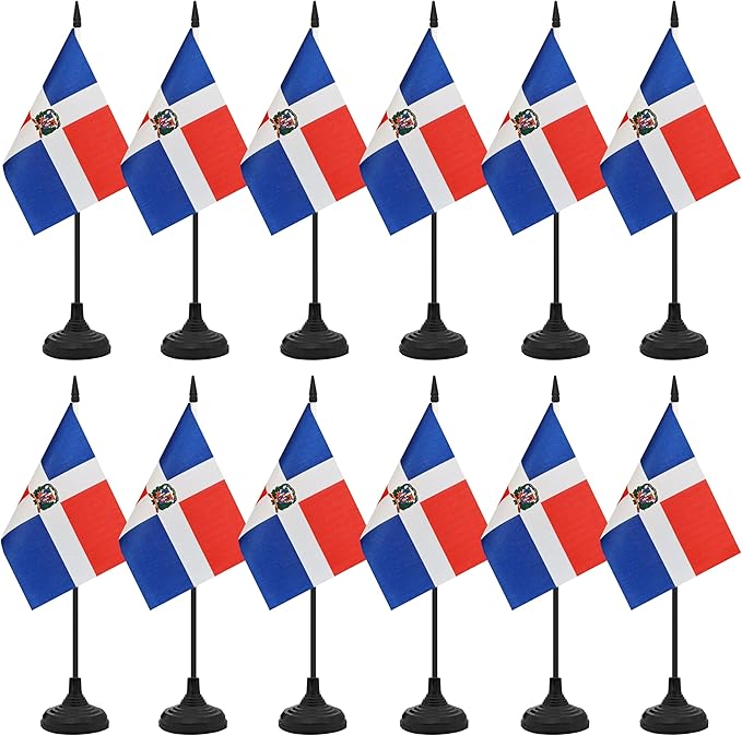 12 Pack Dominica Desk Flag Set, Dominican Table Office Flag, Small Miniature by Unknown