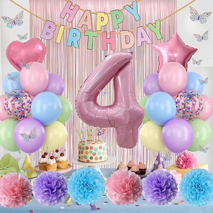 Pastel 4th Birthday Party Decorations - Image 5