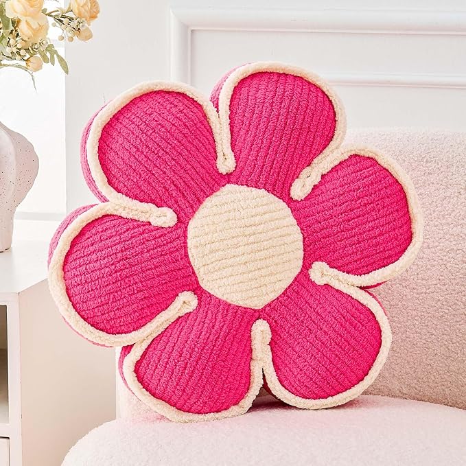 Flower Pillow, Soft Flower Decorative Throw Pillow, Cute Daisy Flower Shaped by Kcvvcr