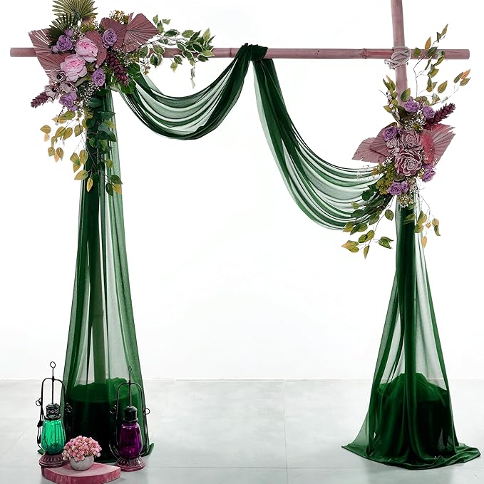 VDS Pack of 4 Panel Wedding Arch Draping Fabric Sheer Chiffon Fabric Drapery - Image 2