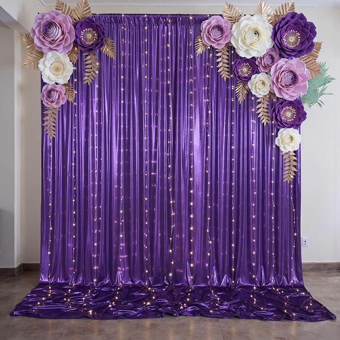 10x10 ft Purple Sequin Backdrop Curtain Panels - Image 7