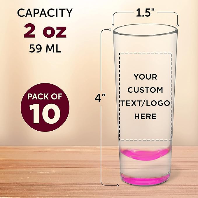 Custom Cordial Shooter Shot Glasses 2 oz. Set of 10, Personalized Bulk Pack - Image 5