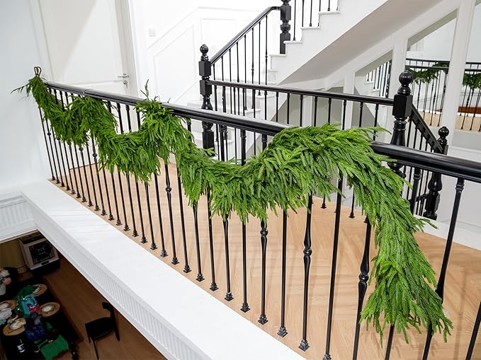 15FT Extra Full Christmas Garland Norfolk Pine Garland Realistic Artificial - Image 5
