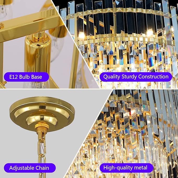 Gold Copper Crystal Chandelier Lighting 31'' - Image 5