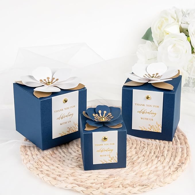 FEIYI 20 PCS Favor Boxes, 3 In 1 Navy Blue Candy Boxes - Image 7