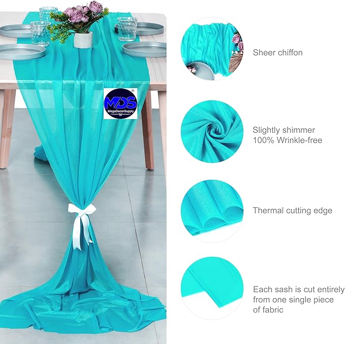 MDS 2 Pack 14ft Chiffon Table Runner 29 x 170 Inches Sheer Wedding Runner - Image 3