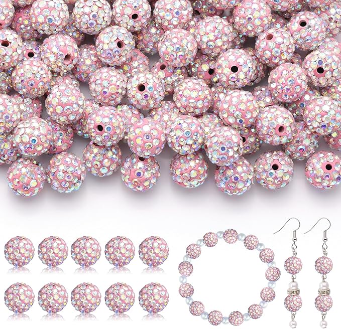 105pcs 10mm Rhinestone Beads for Jewelry Making, Sparkle Crystal Clay Christmas by TINKRSTUFF