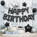 Happy Birthday Balloon Banner Black Silver, 16 Inch Mylar Foil Letter Balloons by Togvu