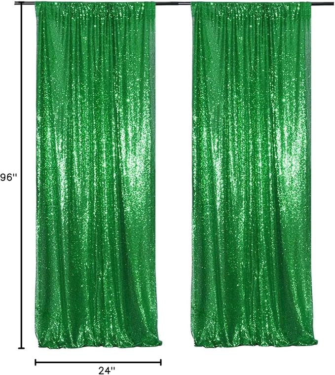 Poise3EHome Green Sequin Backdrop Curtain, 2 Panels 2FTx8FT Glitter Background - Image 9