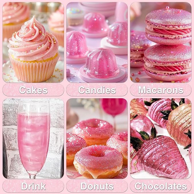 Pink Edible Glitter - 5g Food Grade Cake Decorating Shimmering Glitter - Image 5