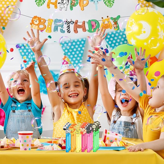 24 Jungle Animal Party Favors Bubble Wands - Image 7
