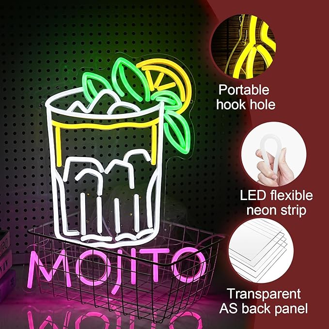 Mojito Neon Sign Mojito Cocktail Neon Light - Image 3