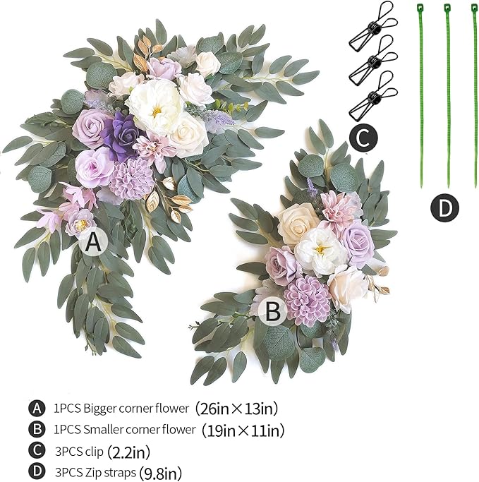 Faux Flower Swag Set of 2 for Wedding Welcome Signs Floral Swag Wedding - Image 2