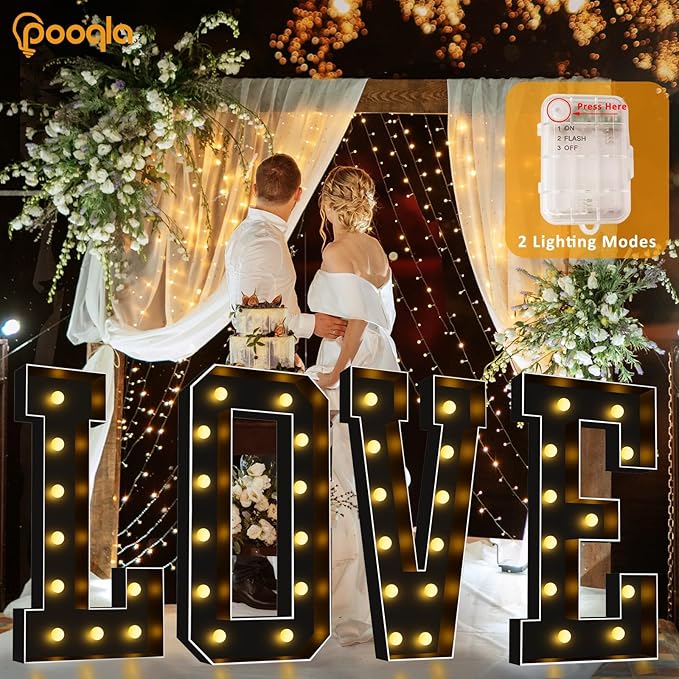 Pooqla 4 FT Marquee Light Up Letters, Giant Sign Big Mosaic - Image 3