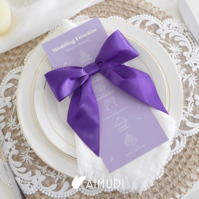 AIMUDI Purple Satin Bows 5.5" Bows - Image 6
