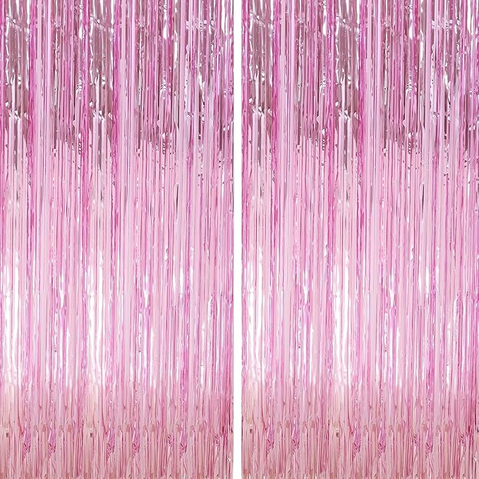 6 Pack Pink Foil Fringe Curtains Streamers Party Decorations 3.3 x 8.2 ft by Profasion