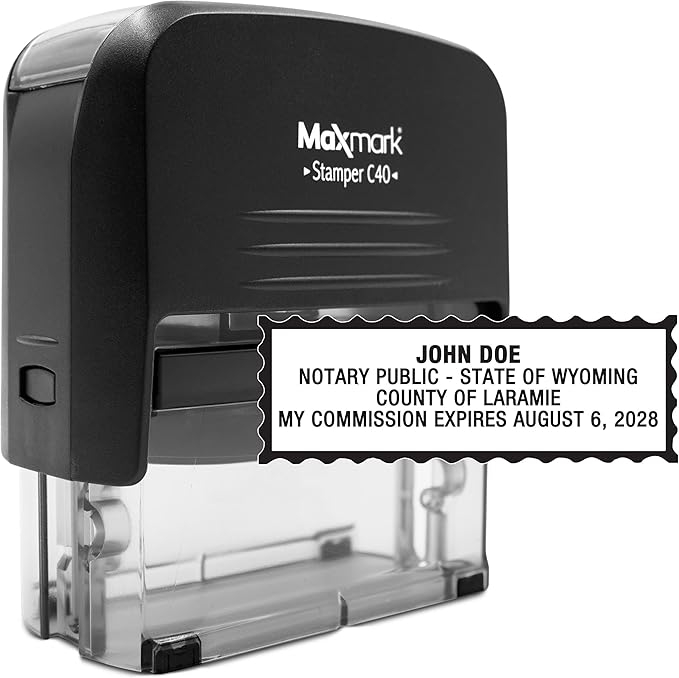 MaxMark Notary Stamp for State of Wyoming- Self Inking Stamp by Maxmark