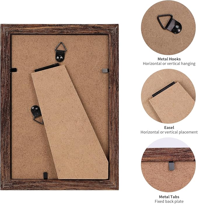 PETAFLOP Wooden Bulk 4x6 Picture Frame Set of 18, Rustic Brown Photo Frames - Image 6