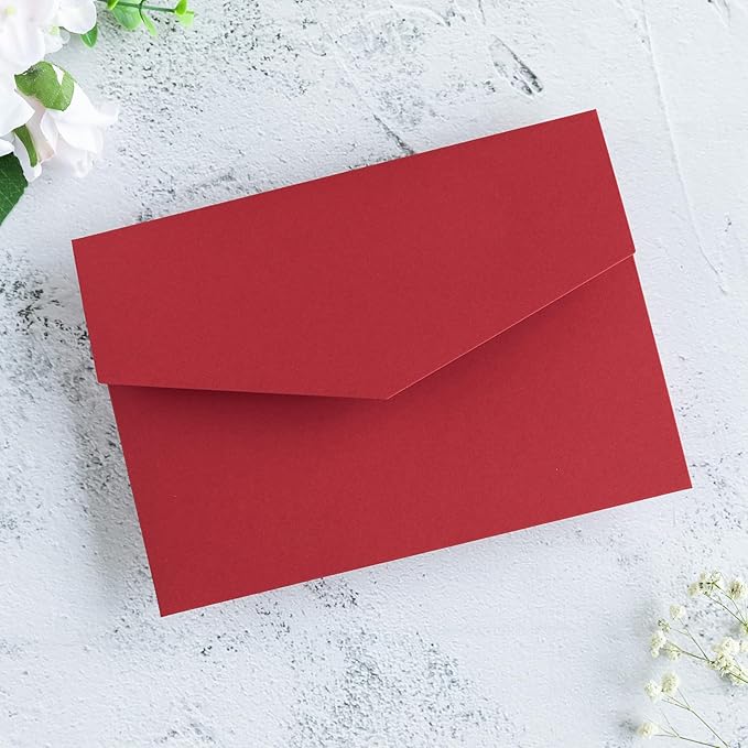 20 PCS Red Tri-fold Laser Cut Wedding Invitation Pockets - Image 7