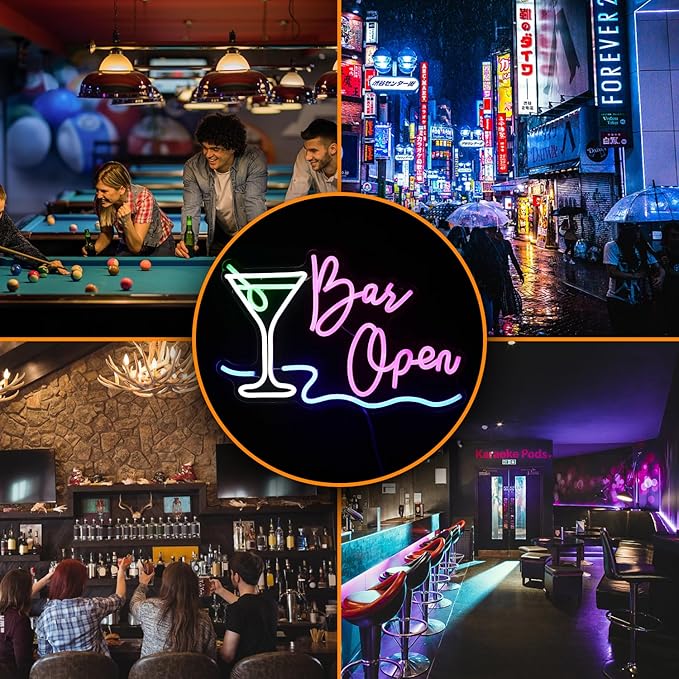 Bar Open Neon Sign Dimmable LED Cocktail Neon Lights Signs - Image 6