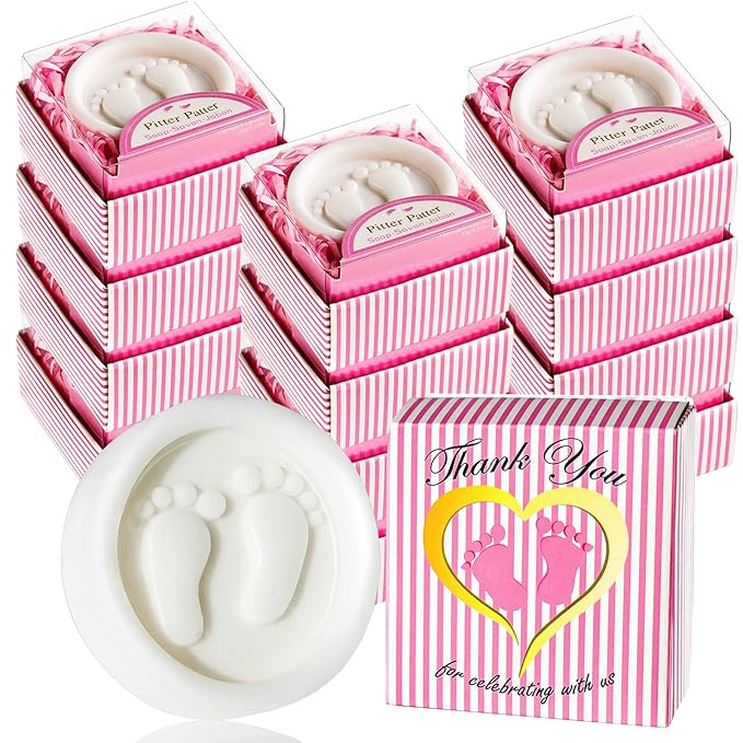AIXIANG Baby Shower Favors Soaps Handmade Pink Gift Boxed Little Baby-feet by AIXIANG