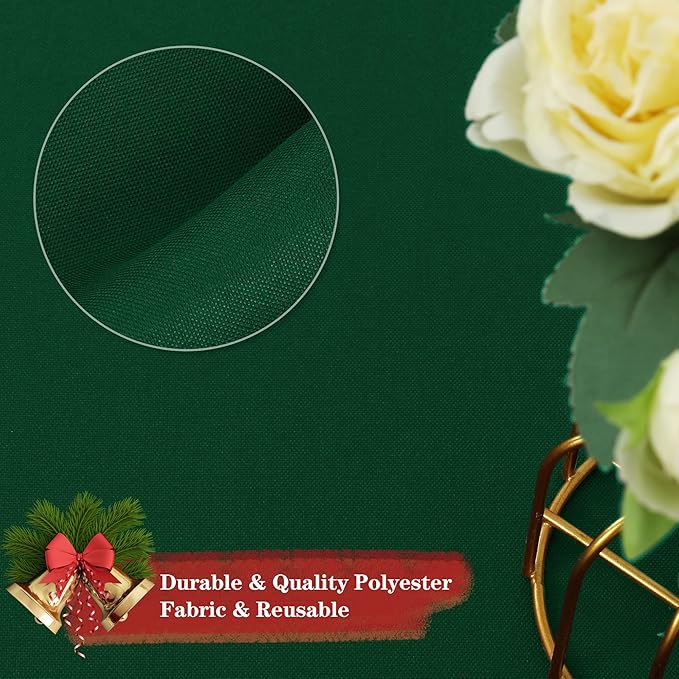 sancua 6 Pack Round Tablecloth 90 Inch Hunter Green, Stain and Wrinkle - Image 7