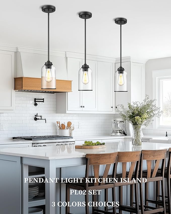LIROUVET 2 Pack Pendant Lights Kitchen Island, Modern Pendant Lights, - Image 3