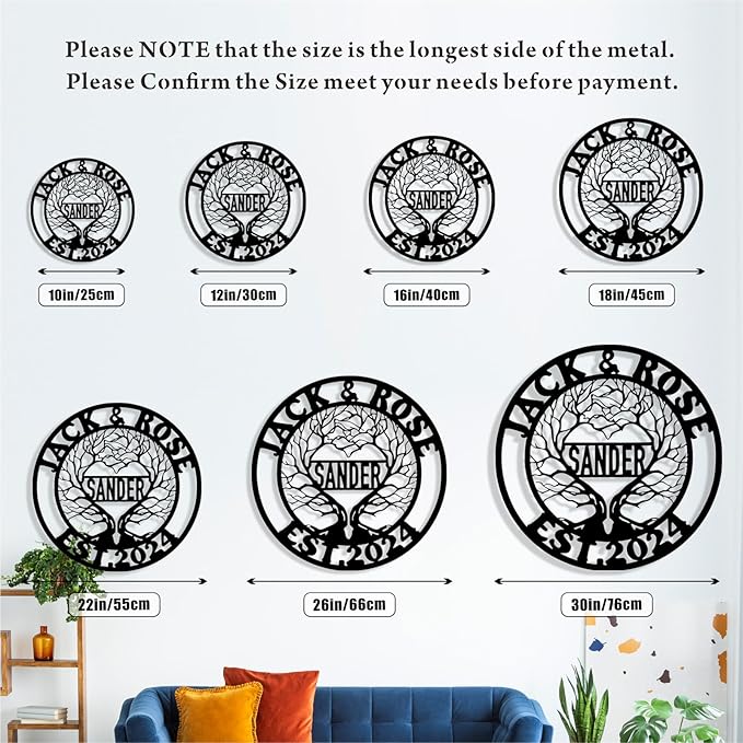Personalized Tree of Life Metal Sign Wall Art Decor, Custom Wedding Gifts - Image 7