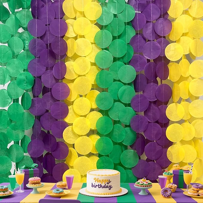 205 Ft Mardi Gras Party Decorations Purple Green Yellow Circle Dot Backdrop by pinkblume
