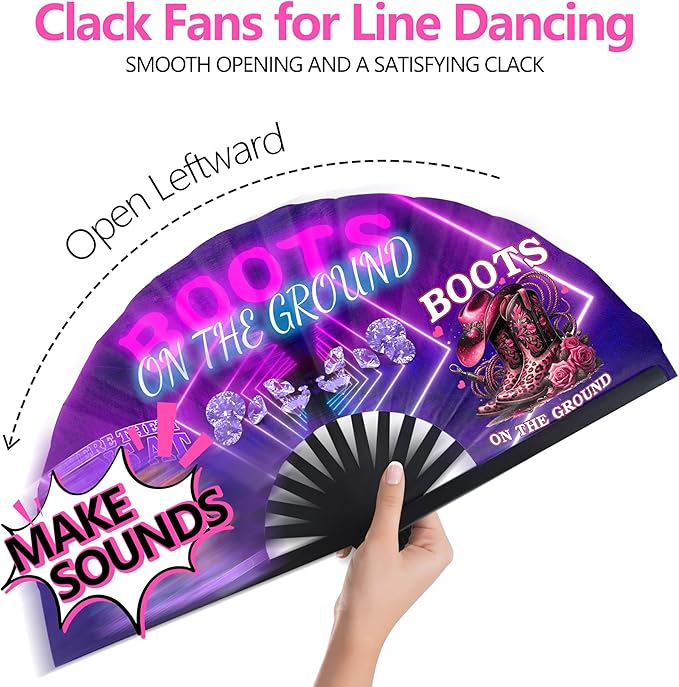 Boots On The Ground Hand Fan, Where Them Fans At Folding Fans, Clapping - Image 2