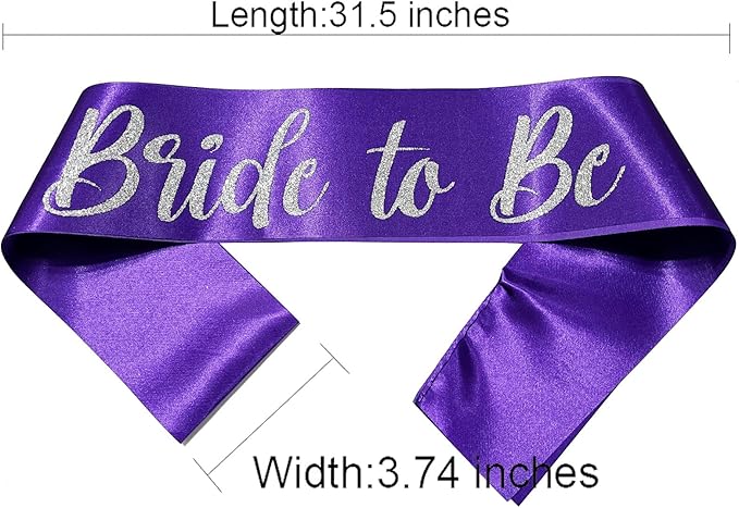 Bride to Be Sash Purple, Bride Sash Bachelorette Party Bridal Shower Sashes - Image 2