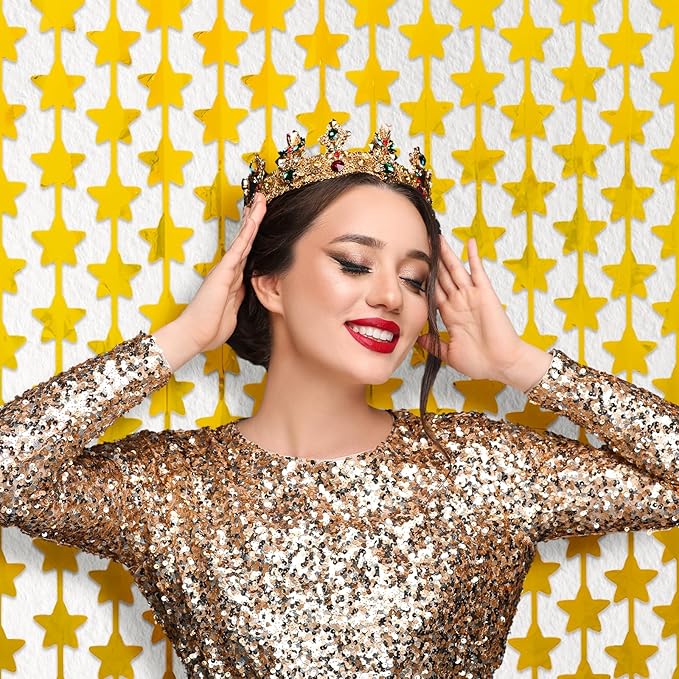 LOLStar 2 Pack Gold Stars Birthday Decorations 3.3X6.6 ft Golden Party Backdrop - Image 7