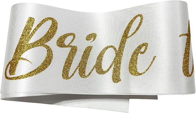Bride to Be Sash White and Gold, Bride Sash Bachelorette Party Bridal Shower - Image 3