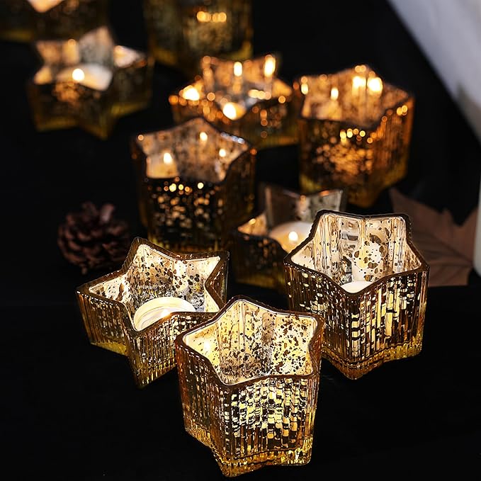 Letine 10pcs Gold Ribbed Candle Cups – Assorted Height Tea Light & Votive - Image 6