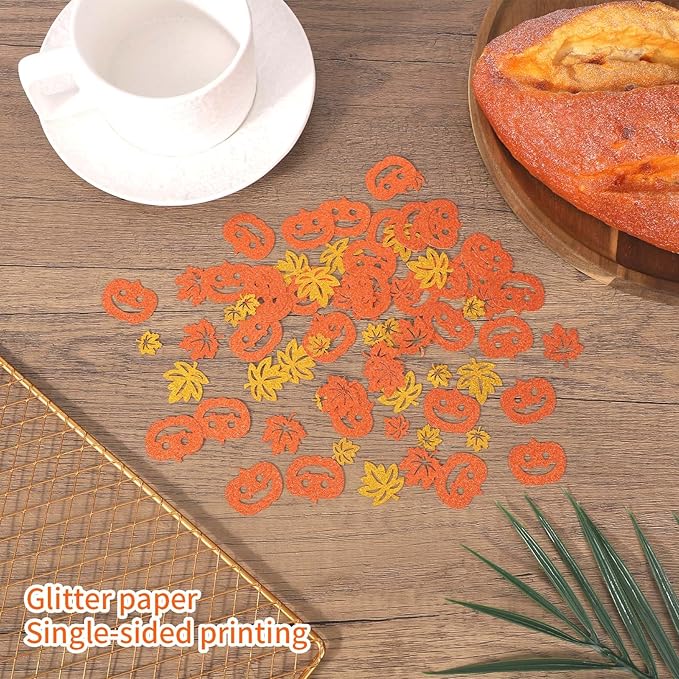 300pcs Fall Glitter Confetti, Autumn Maple Leaf Pumpkin Table Scatter - Image 4