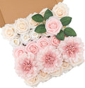 Floweroyal Artificial Pink Flowers Fake Rose Flowers Dahlia by FloweroyalCrafts