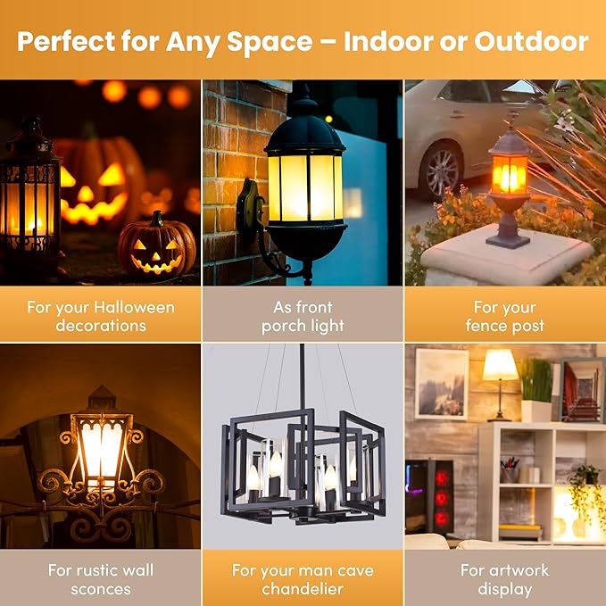 Flame Effect Chandelier LED Fire Candle Light Bulb Flaming Flicker E12 - Image 6