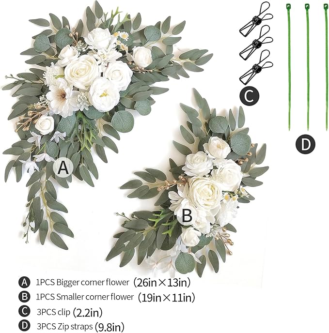 Faux Arch Flower Swag Set of 2 for Wedding Welcome Signs Floral Swag Wedding - Image 2