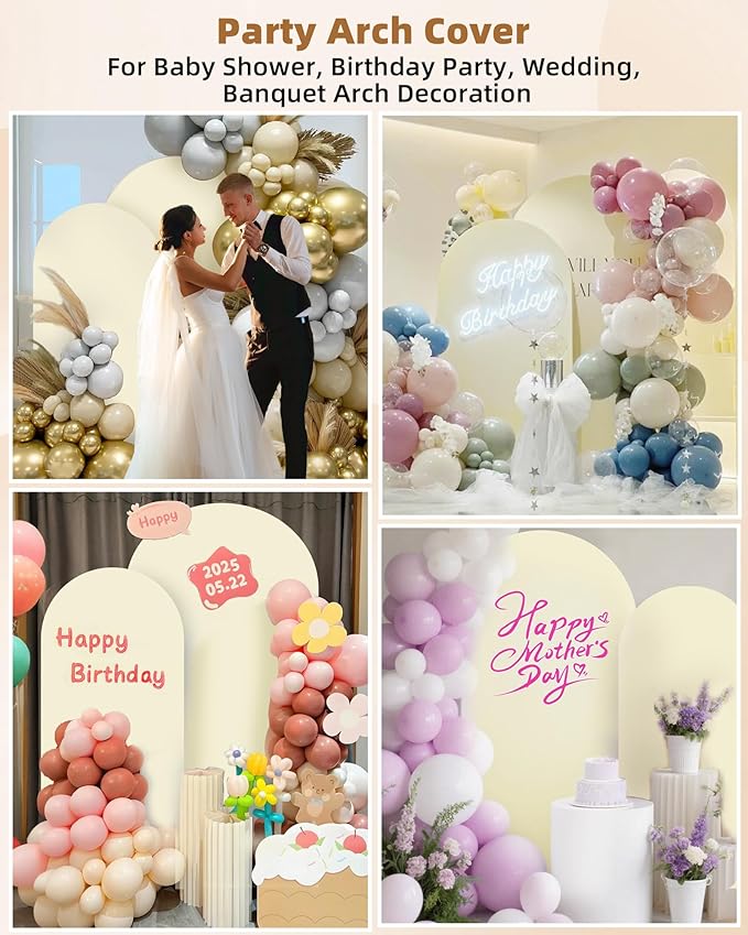 HEMMOTOP Light Beige Arch Backdrop Cover 7.2 ft, Wedding Arch Covers Stretchy - Image 9