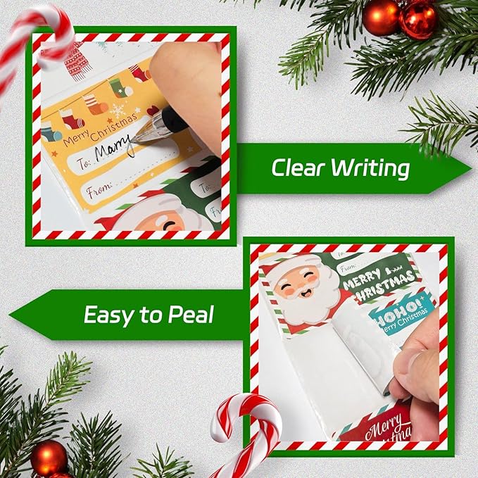 500 PCS Christmas Gift Tags, Self Adhesive Santa Claus Stickers, Festive - Image 3
