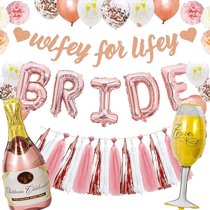 Rose Gold Bachelorette Party Decorations Bridal Shower Decoration Kit by Marwey