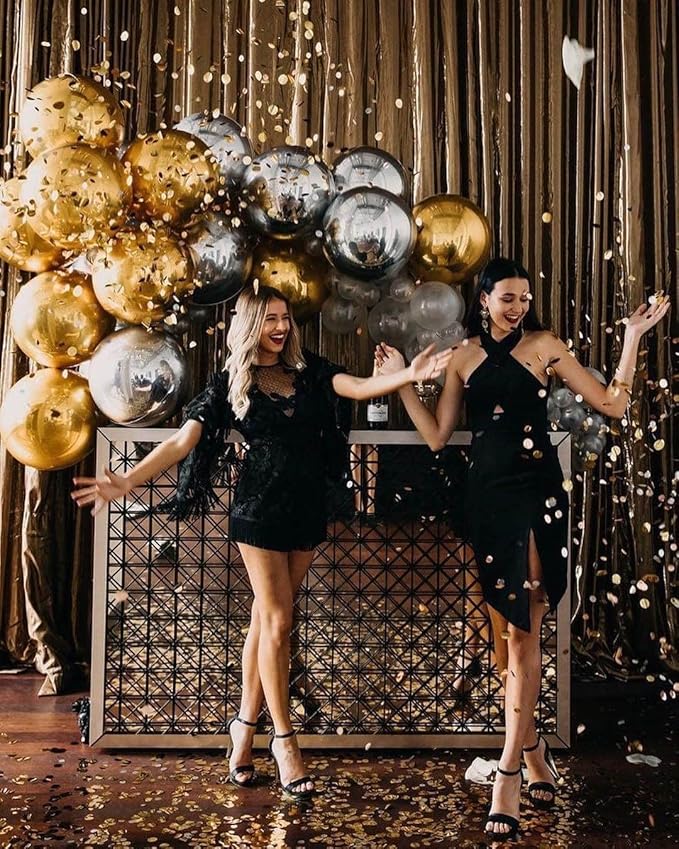 6 Pack Gold Balloons 22 Inch 4D Big Round Foil Balloons Gold Metallic Balloons - Image 4