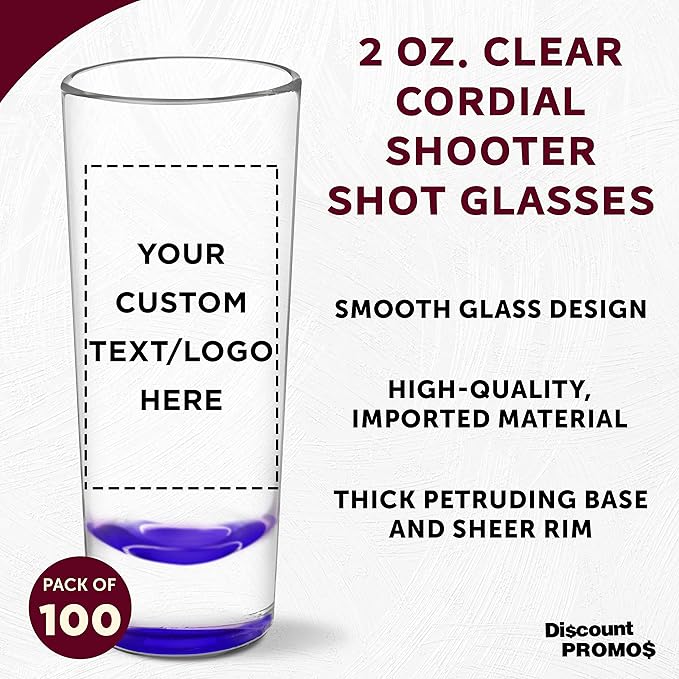 Custom Cordial Shooter Shot Glasses 2 oz. Set of 100, Personalized Bulk Pack - Image 3