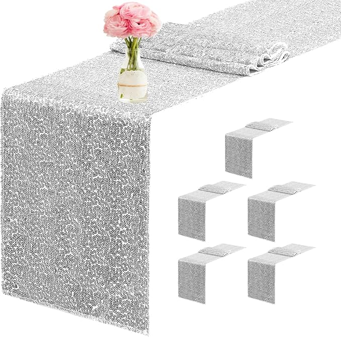 6 Packs 12 x 72 inches Sequin Table Runner by Unknown