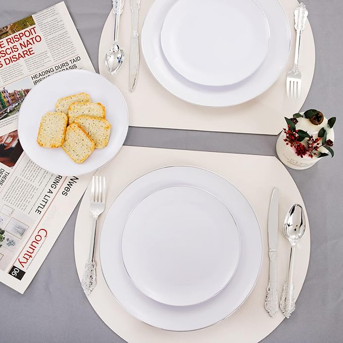 KIRE 100PCS Silver Plastic Plates - Image 7