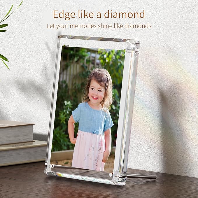 NIUBEE 4x6 Acrylic Picture Frames, Diamond Edge Design, 1 Pack Portrait or - Image 2