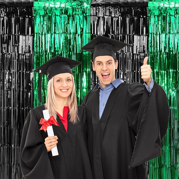 3Pack 3.3Ft x 6.6Ft Graduation Foil Fringe Curtain Backdrop Decorations - Image 7