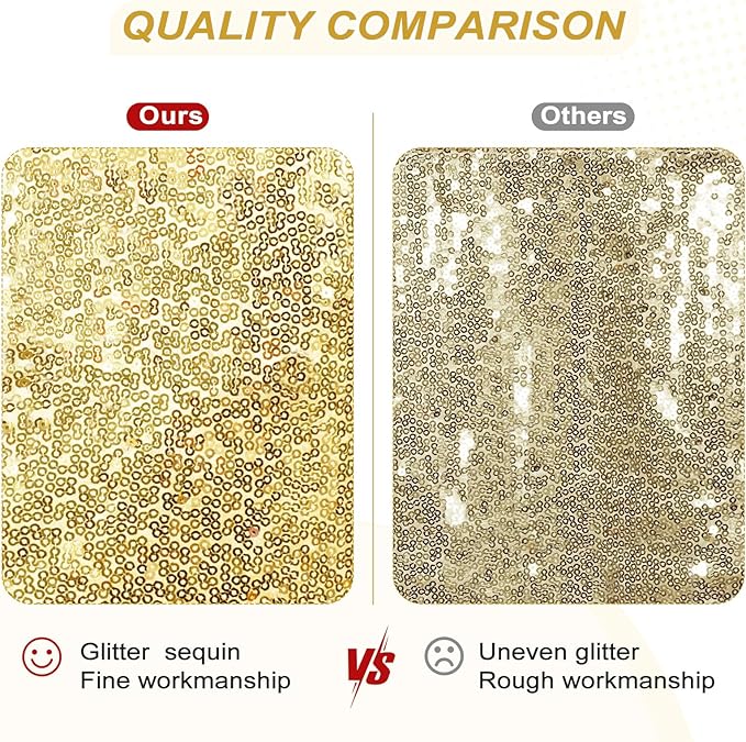 PartyDelight Sequin Backdrop Curtains 2 Panels Sparkly Gold 5Ft x 10Ft - Image 3