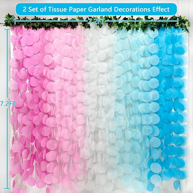 205 Ft Gender Reveal Party Decorations Ombre Pink and Blue Big Circle Dot - Image 3